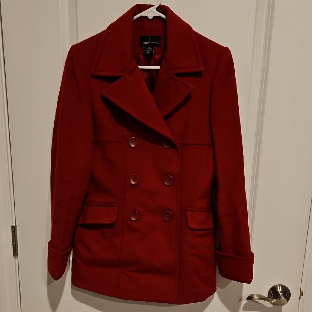Women's Red Double-Breasted Coat